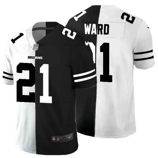 Cleveland Browns 21 Denzel Ward Men Black V White Peace Split Nike Vapor Untouchable Limited NFL Jersey